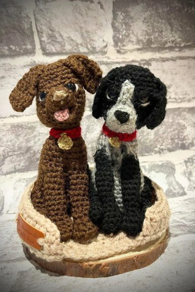 pair of crochet pets