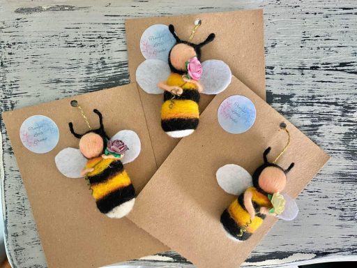mini felted bees